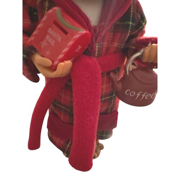 Collectable santa Clause 11” in bathrob and slippers w/coffee and santa mail NWT - Picture 5 of 6